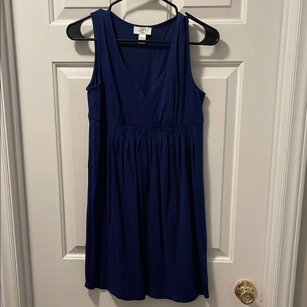 LOFT Blue Sleeveless V-Neck Sundress